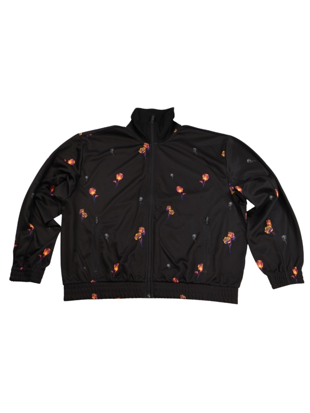 Adidas Floral Print Track Jacket Black Full Zip Athletic Jacket Large